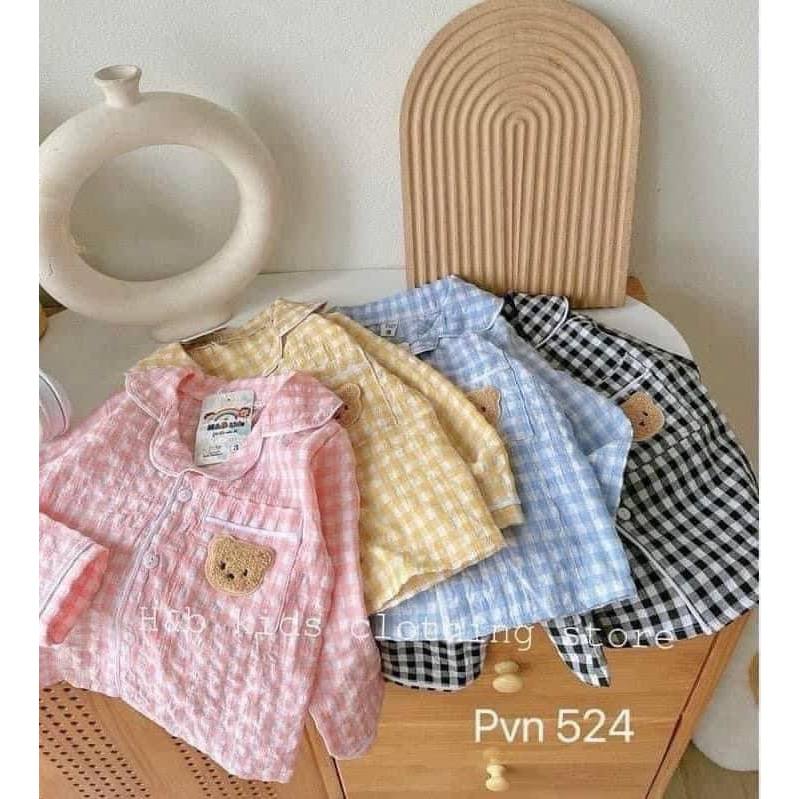 ฉ82-ฉ85 พร้อมส่ง ชุดหมีสก๊อต เสื้อแขนยาวกางเกงขายาวค่ะ
