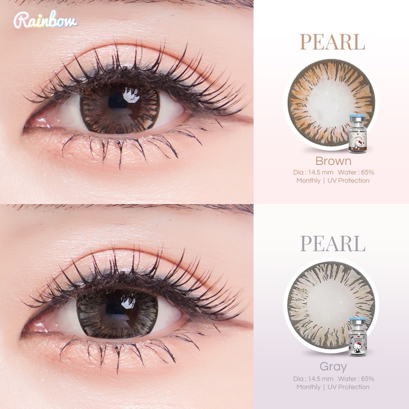RainbowLens 👀🌈 PEARL 💍 คอนแทคเลนส์ (รายเดือน) ค่าอมน้ำสูง💦 เลนส์กัน UV ☀️ นำเข้าจากเกาหลี✈️ ลิขสิทธิ์ Sanrio แท้