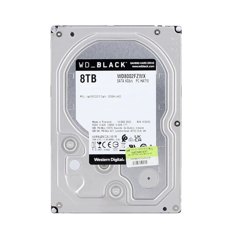 8 TB 3.5" HDD (ฮาร์ดดิสก์ 3.5") WD BLACK - 7200RPM SATA3 (WD8002FZWX)
