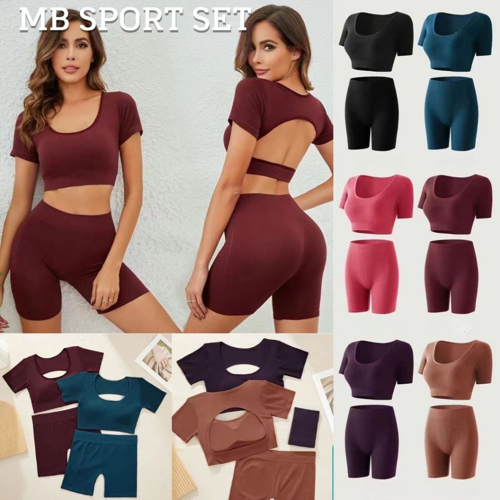 (มาใหม่ค่ะ) ชุดออกกำลังกายผู้หญิง สปอร์ตบรา ผ้ายืด เสื้อ+กางเกง สปอร์ตบราออกกำลังกาย MB binbinzhao