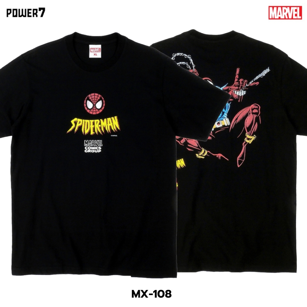 Power 7 Shop เสื้อยืดการ์ตูน มาร์เวล Spider Man ลิขสิทธ์แท้ MARVEL COMICS  T-SHIRTS (MX-108)