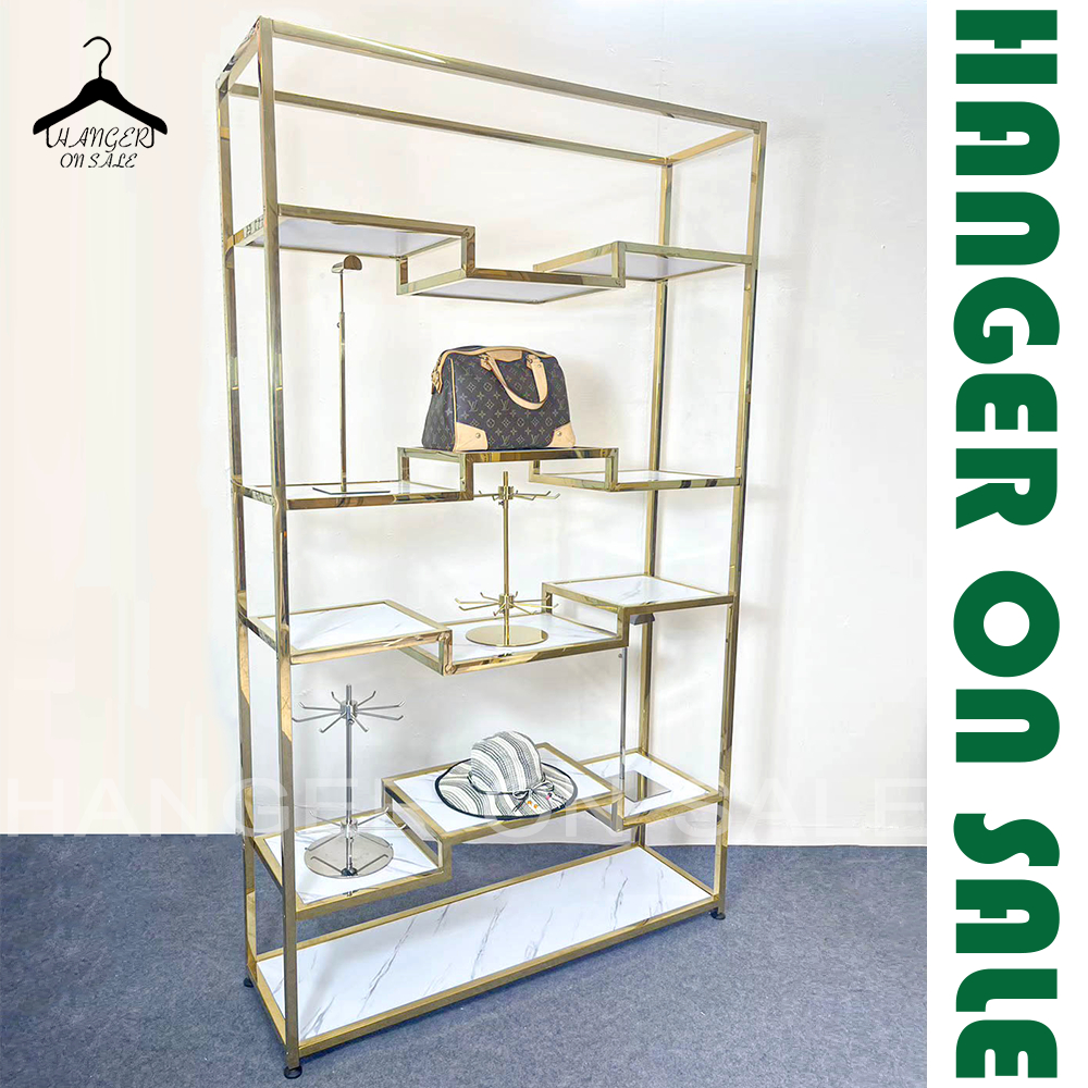 ราวแขวนเสื้อผ้า ราวแขวนผ้าสีทอง มีที่วางกระเป๋า ราวทอง ขนาดใหญ่ ราวไลฟ์สด ราวสเเตนเลส เเข็งเเรง ปรับระดับได้ มี/ไม่มีล้อ - รูปที่ 7