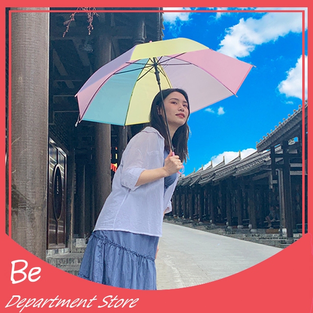 ร่มแดด, ร่มฝน, ร่มอัลตราไวโอเลตพกพาสะดวกมี ร่มแฟชั่นญี่ปุ่น ร่มยาวเรนโบว์สีพาสเทล คุณภาพดีราคาถูก การจัดส่งในประเทศไทย