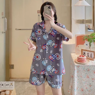ไหมเกาหลีลาย.SS.แขนสั้น+ขาสั้น ชุดนอน Lady Sleepwear #SSไหมลาย