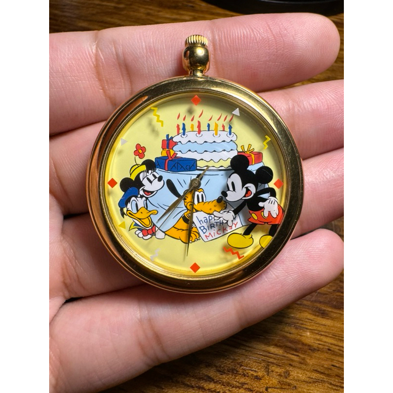 นาฬิกา Mickey Mouse Pocket Watch Quartz Gold Disney Limited Happy Birthday ปี 1997s
