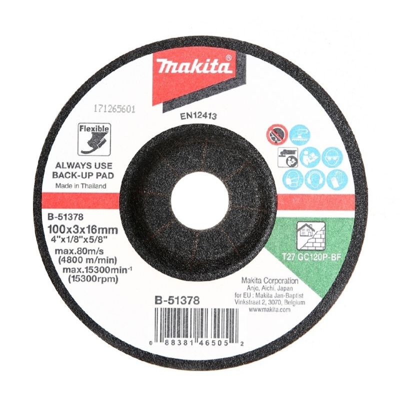 MAKITA​ B-51378 ใบเจียรกระจก​ ใบเจียรหิน 4"อ่อนตัว​ GC120​ ของแท้ MP003419