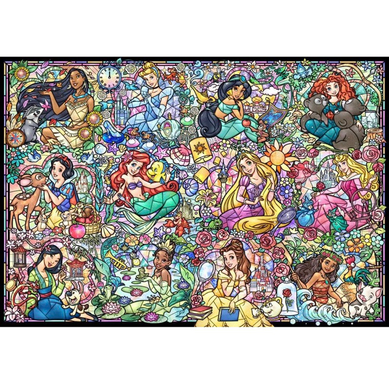 พรีออเดอร์7วัน-จิ๊กซอว์ พลาสติกโปร่งแสง Disney Princess Stained glass แบรนด์ Tenyo jigsaw puzzle 1000 ชิ้น