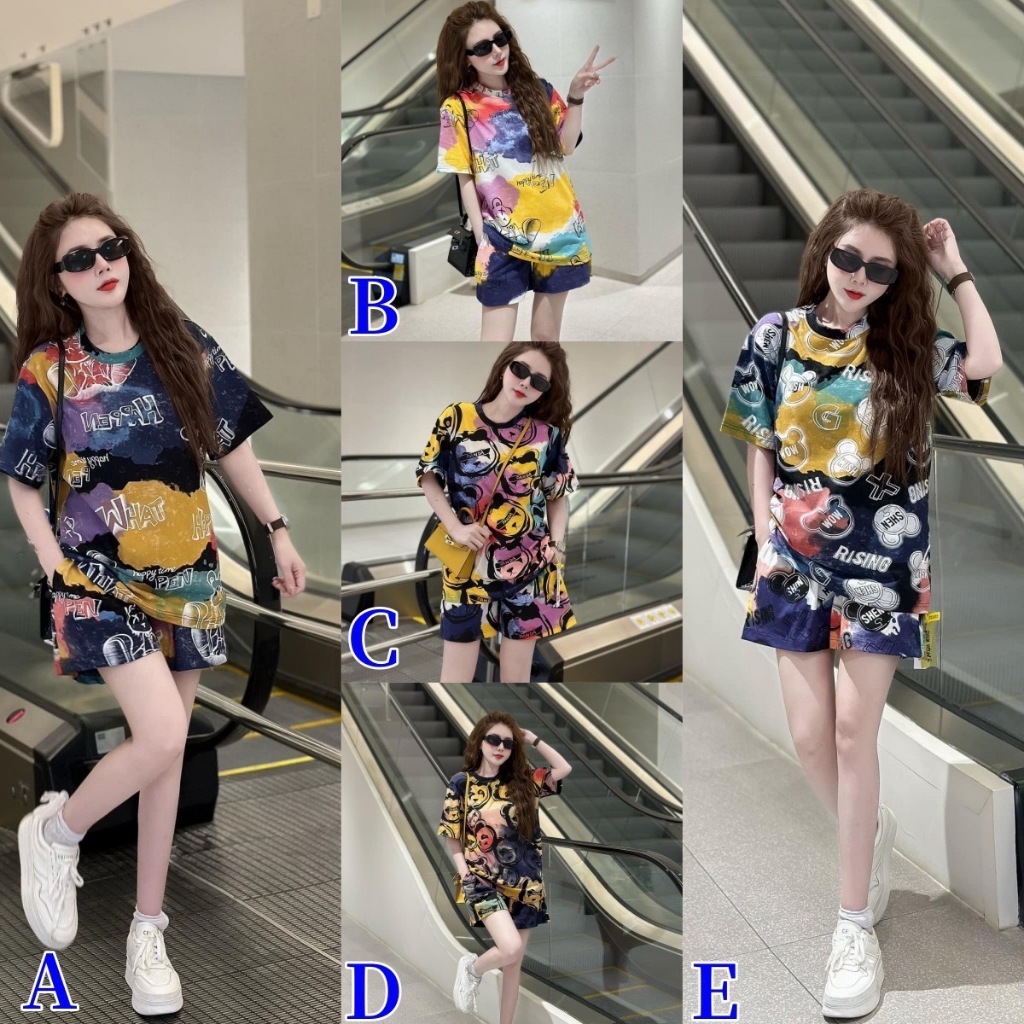 ชุดเชท ลายล้น งานสวย เสื้อ+กางเกง งานมาใหม่ YF2222