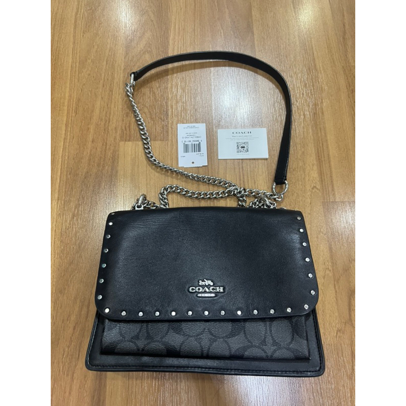 เท❗️❗️❗️เท กระเป๋า Claire coachแท้สีดำสายโซ่มือ2