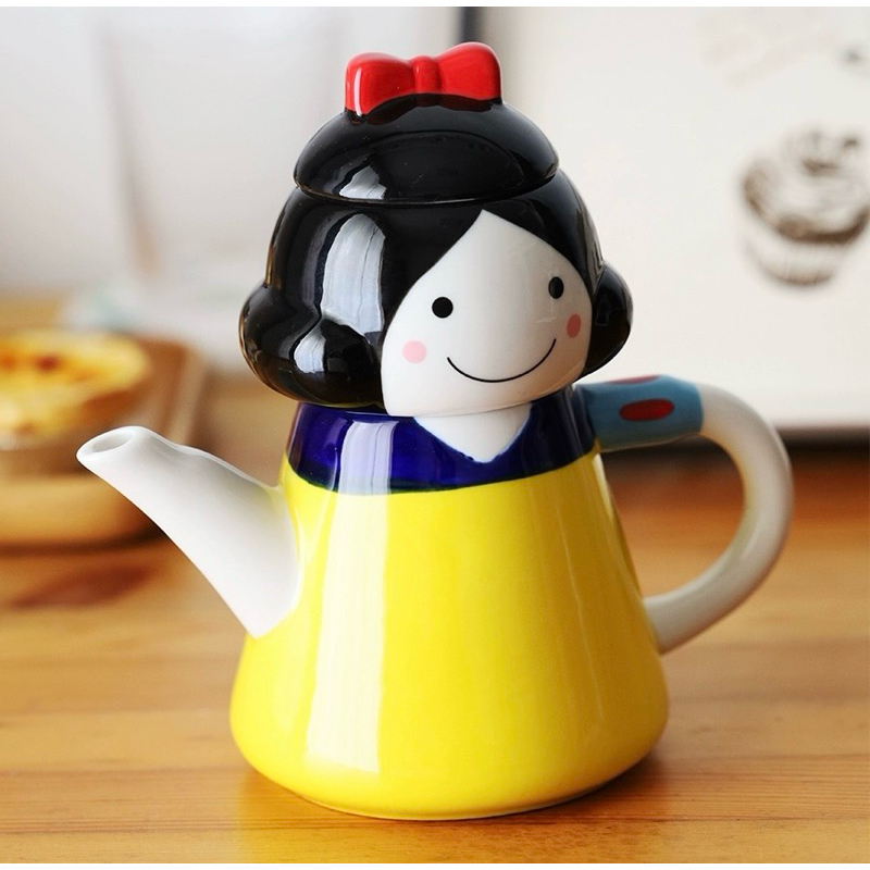 พร้อมส่งจากไทย💖ชุดชงชา กาน้ำชาเซรามิก (ไม่มีที่กรอง) #snowwhite น่ารักมาก  ขนาด 450 ml.