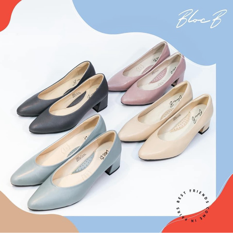 [PRE-ORDER] Bloc B. SARAH - 2 inches block heels with gold plate
