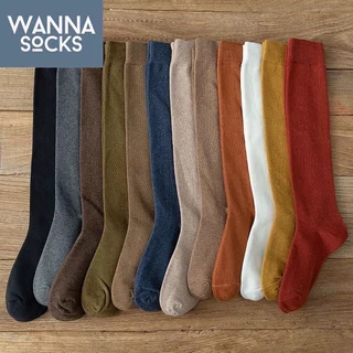 ส่งจากไทย!! ถุงเท้าข้อยาว CALFY SOCK สไตล์ญี่ปุ่น ผ้าฝ้าย ถุงน่อง สีพื้น สำหรับผู้หญิง C03