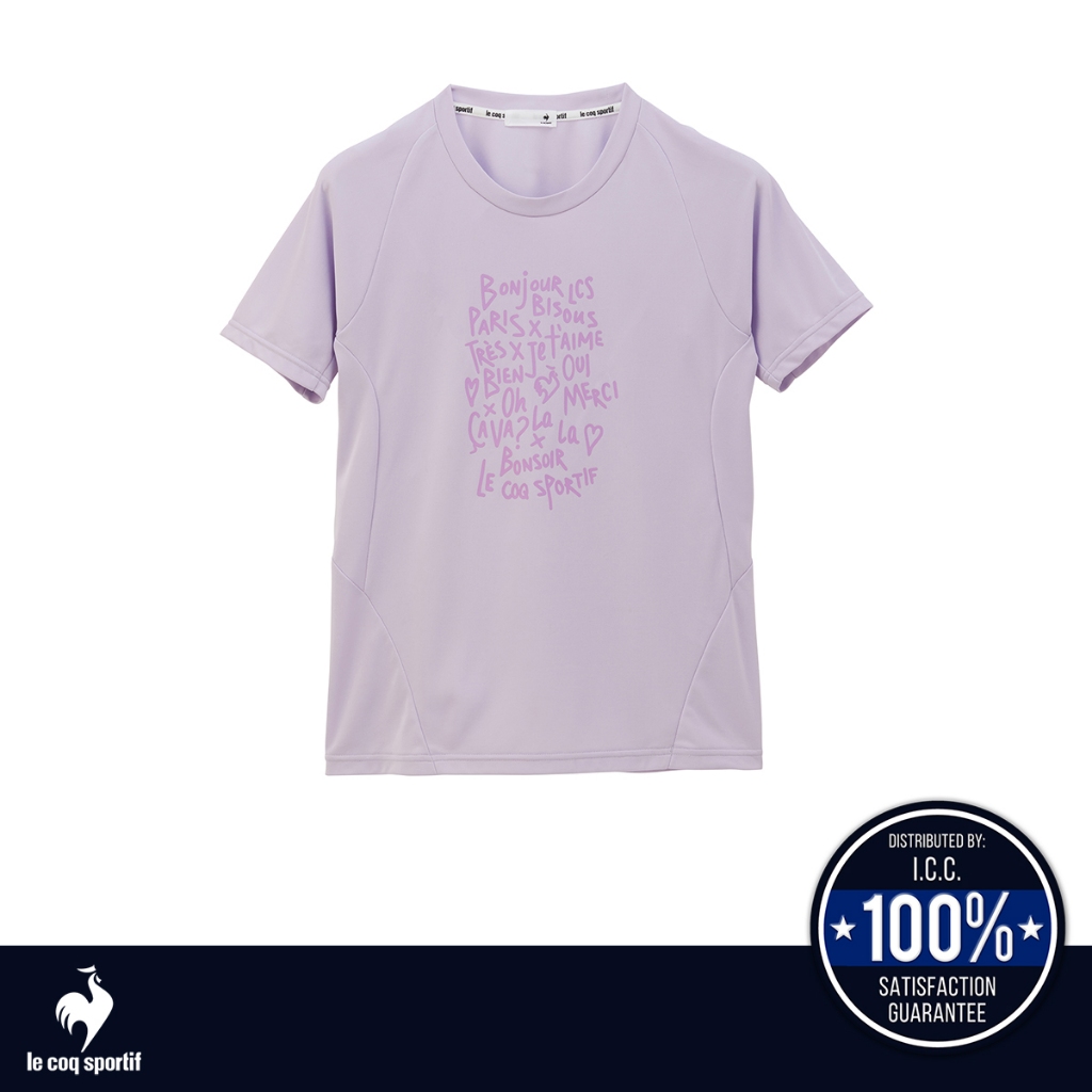 le coq sportif เสื้อเทรนนิ่ง ออกกำลังกาย ผู้หญิง สีม่วง (T-shirt, เสื้อยืด, เสื้อออกกำลังกาย, lecoq)