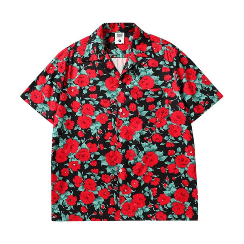 เสื้อฮาวายแขนสั้นลายกุหลาบแดง Red Rose Hawaii Shirt thumbnail 7