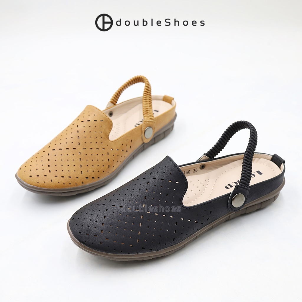 LEEPOP (MG160) รองเท้าคัทชูรัดส้น ผู้หญิง (สีดำ / แทน) ไซส์ 36-41