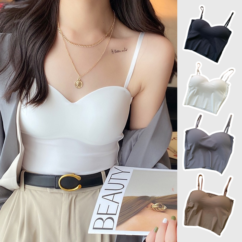 SMJ เสื้อสายเดี่ยว แฟชั่น สายเดี่ยว งานสีพื้น มีฟองน้ำในตัว ผ้าดีมาก เย็น ลื่น สวมใส่สบายสุดๆ