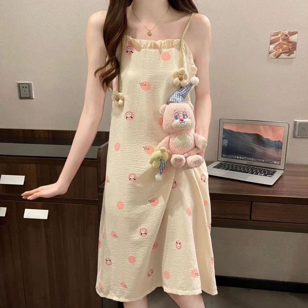 ส่งจากไทย--ชุดนอนกระโปรงลายใหม่ เนื้อผ้าฝ้าย ใส่สบาย98-10