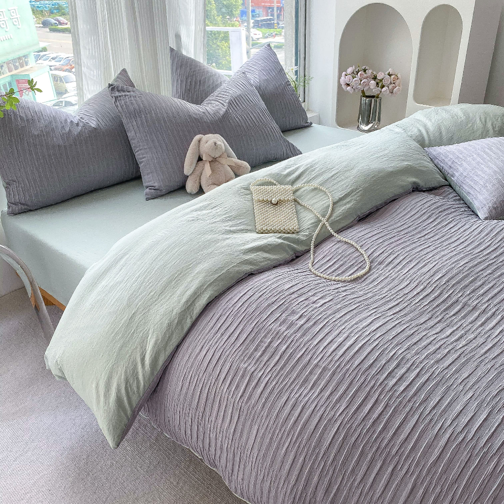 ชุดเครื่องนอนลายใหม่  แคนดี้ 🌟 มาพร้อมผ้านวม    ขนาด 3.5ฟุต  และ 5 และ 6 ฟุต สินค้าเกรดพรี่เมี่ยม ⚡