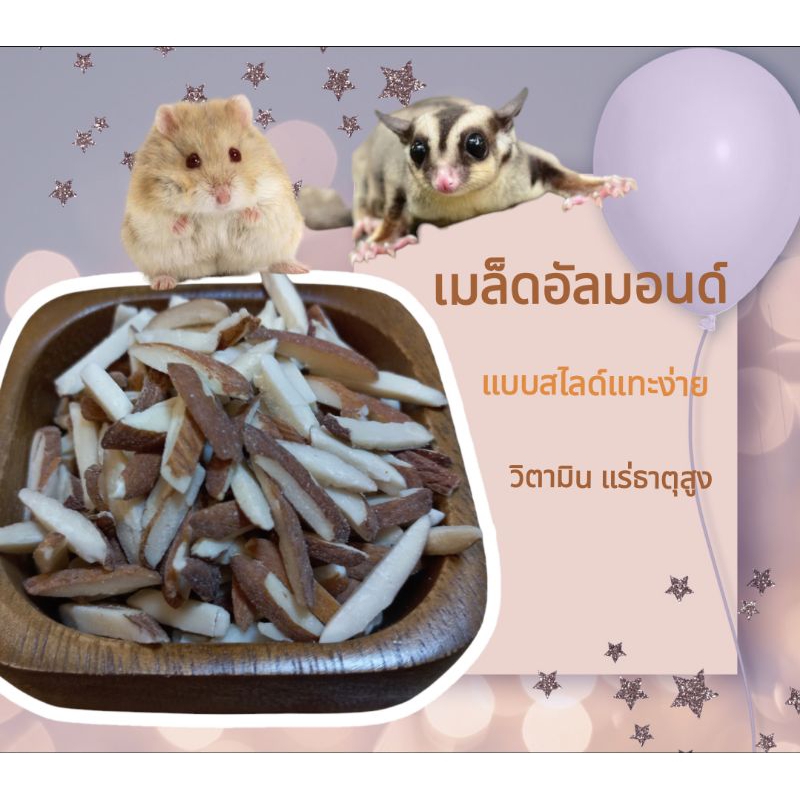 อาหารสัตว์ฟันแทะ อัลมอนด์แกะเปลือก มีคุณค่าทางอาหารสูง นน.30 กรัม