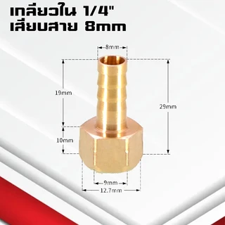 (A08)ข้อต่อทองเหลืองเกลียวในเสียบสาย ข้อต่อตรงหางปลาไหลทองเหลือง เกลียวในทองเหลือง1-6หุน/6-19มิล