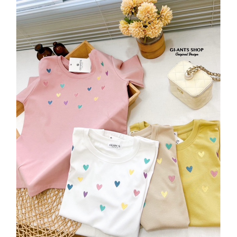 เสื้อยืดคอกลมแขนสั้น ปัก พาสเทล GI41