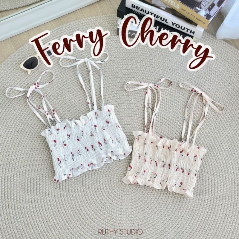 Ferry Cherry Top-สายเดี่ยวผูกไหล่สม็อค