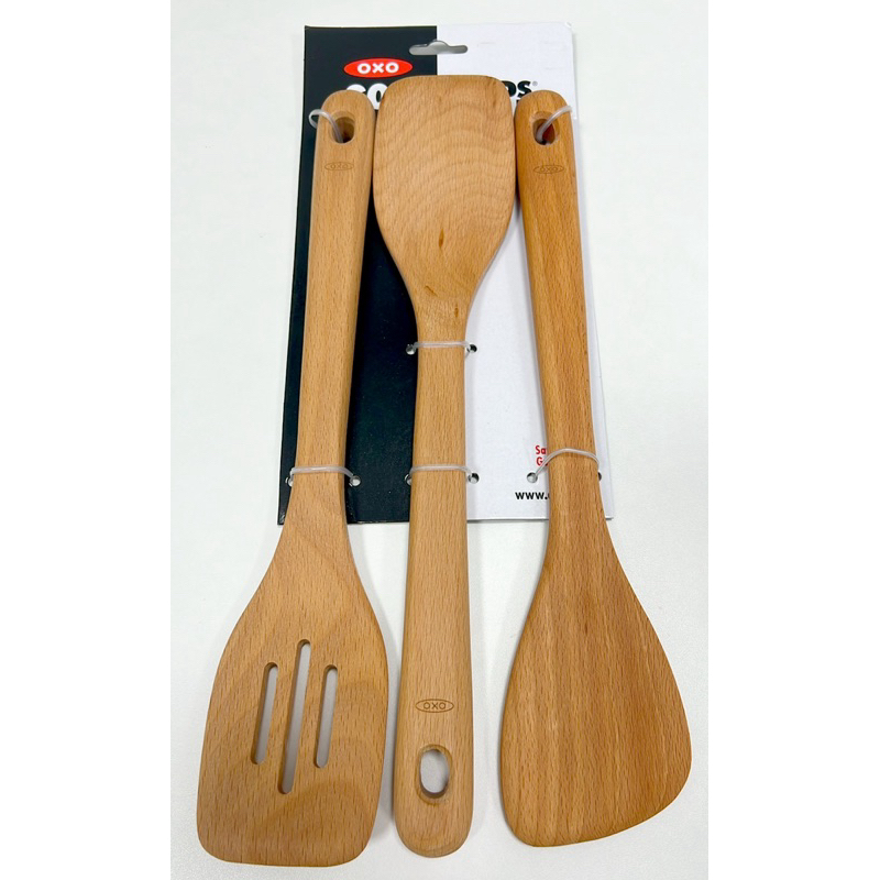 OXO Good Grips 3 Piece Kitchen Wooden Turner เซตตะหลิวไม้และไม้พาย