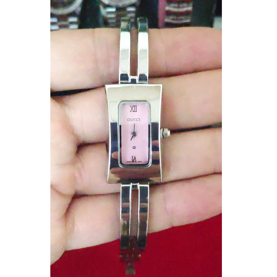 นาฬิกา Gucci 3900L 14mm Pink Dial Stainless Steel Lady Watch