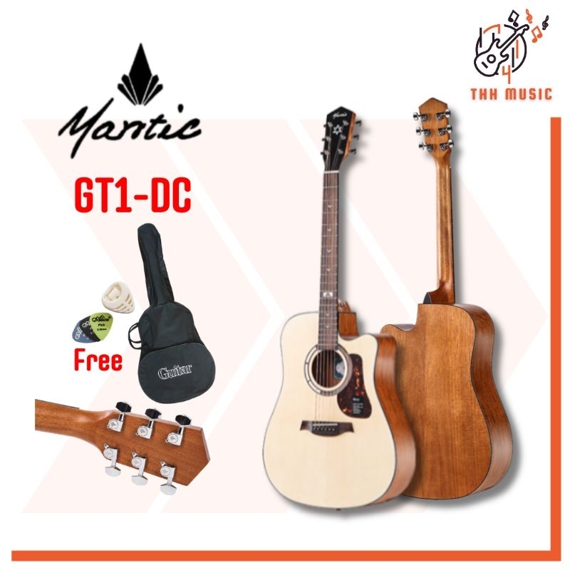 ( พร้อมส่ง )​ กีตาร์โปร่ง Mantic รุ่น GT1-DC N ขนาด 41นิ้ว สีลายไม้