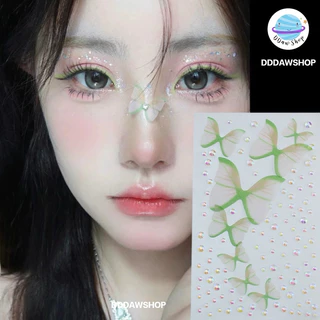 Stiker Face เพชรติดหน้า ผีเสื้อติดหน้า สติ๊กเกอร์สำหรับติดหน้า แต่งหน้านางเงือก