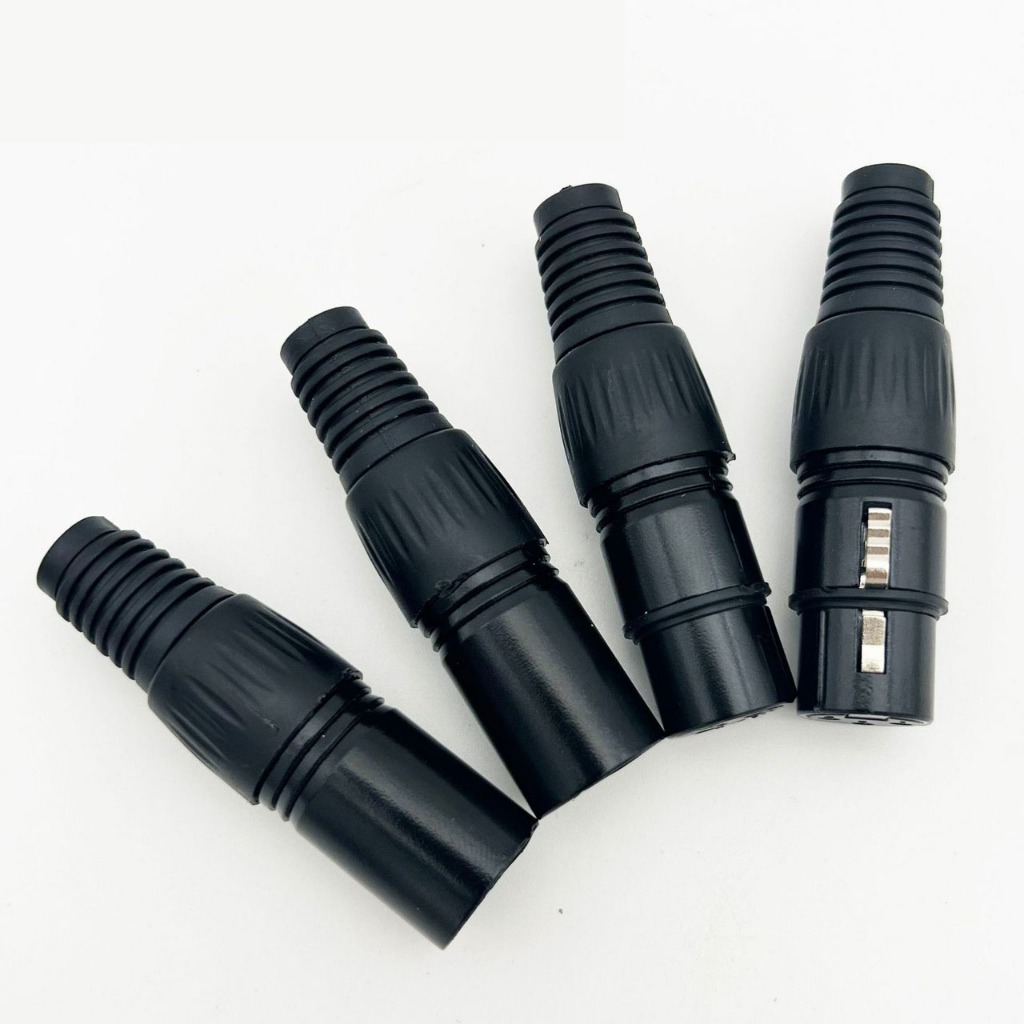 ปลั๊กหัว XLR 3pin ตัวผู้/ตัวเมีย Male/Female แบบเข้าหัวเอง อย่างดี มีตัวยางครอบกันสายหักใน