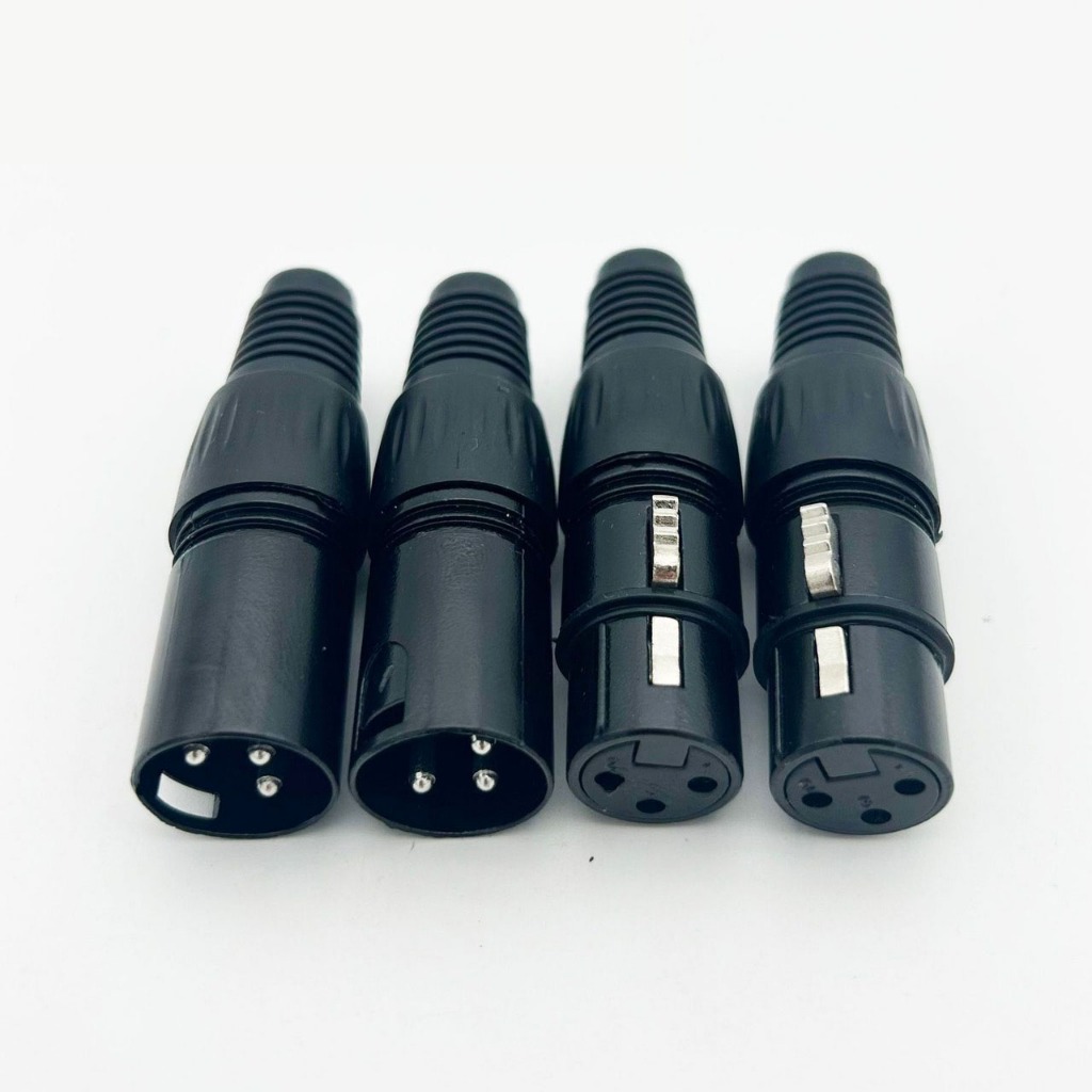 ปลั๊กหัว XLR 3pin ตัวผู้/ตัวเมีย Male/Female แบบเข้าหัวเอง อย่างดี มีตัวยางครอบกันสายหักใน