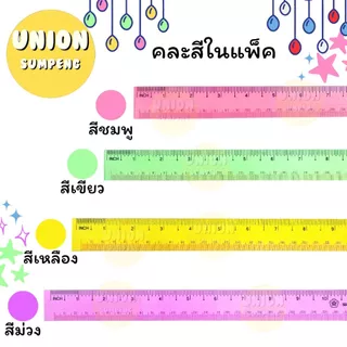 (USP)📍ถูกที่สุด📍 (กล่อง72ชิ้น) STANDARD Ruler สแตนดาร์ด ไม้บรรทัด PVC คละสี บาง ใส 12นิ้ว (72ชิ้น/กล่อง)
