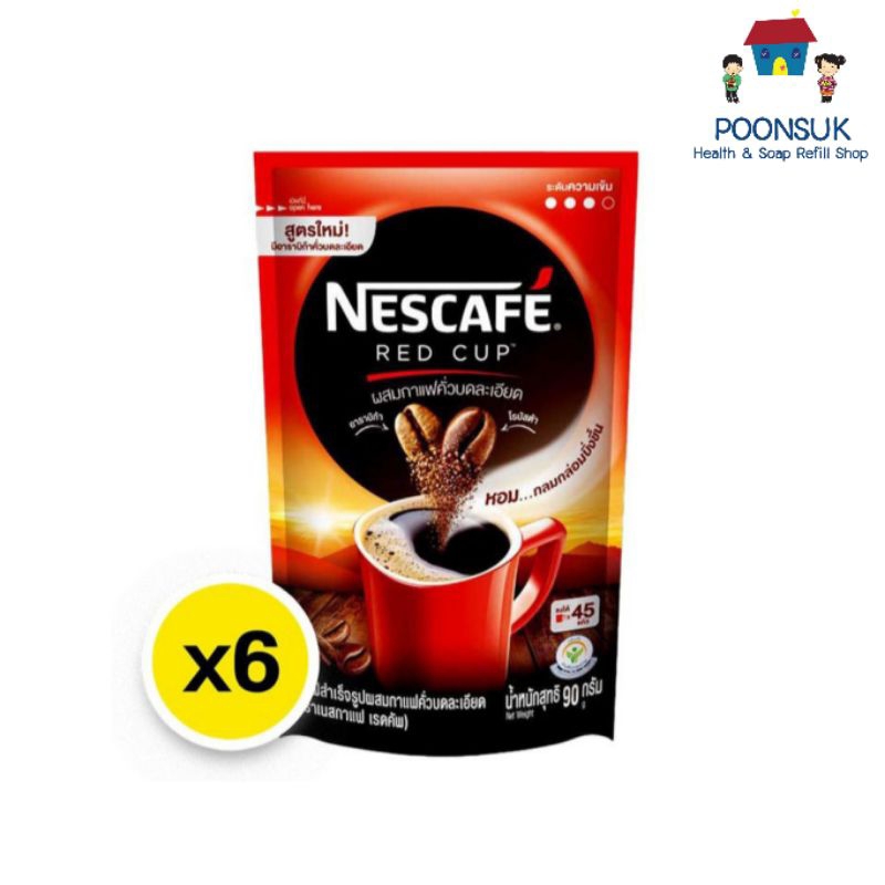 NESCAFÉ Coffee เนสกาแฟ เรดคัพ กาแฟสำเร็จ ( 90กรัม 6ซอง) NESCAFE กาแฟ