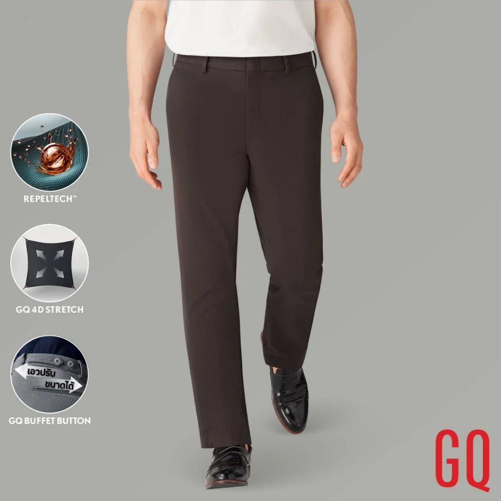 [ลดล้างสต็อค] GQ Perfect Pants™ กางเกงขายาวผ้าสะท้อนน้ำ สีน้ำตาล