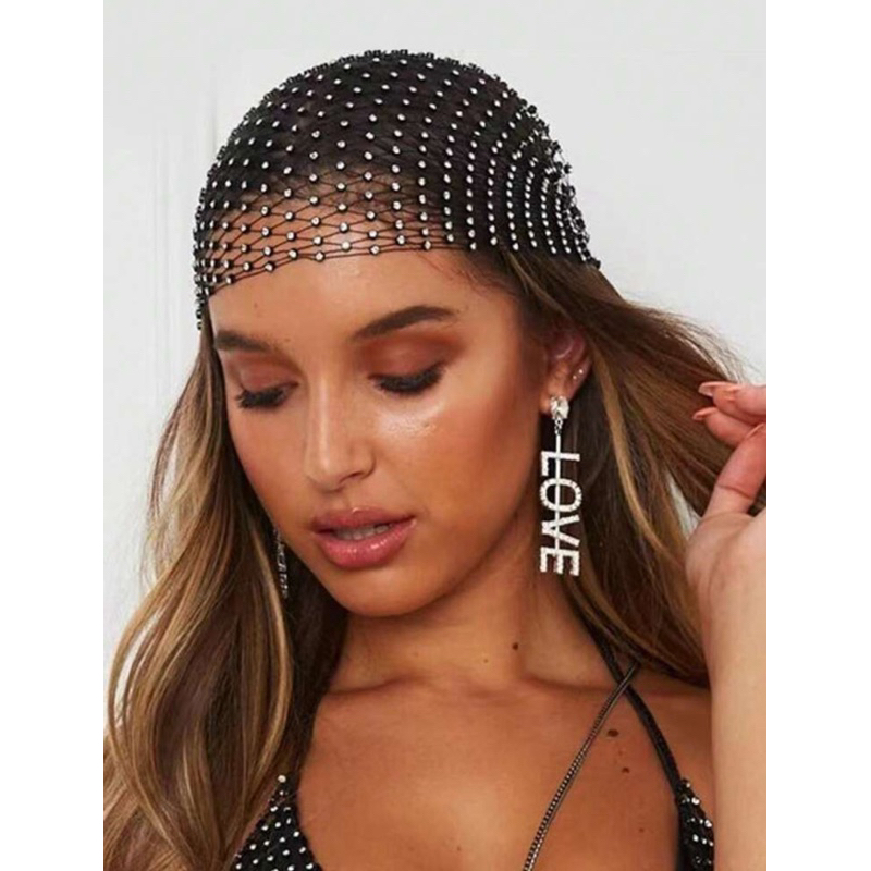 พร้อมส่ง ผ้าโพกผมเพชร glitter แบบตาข่าย