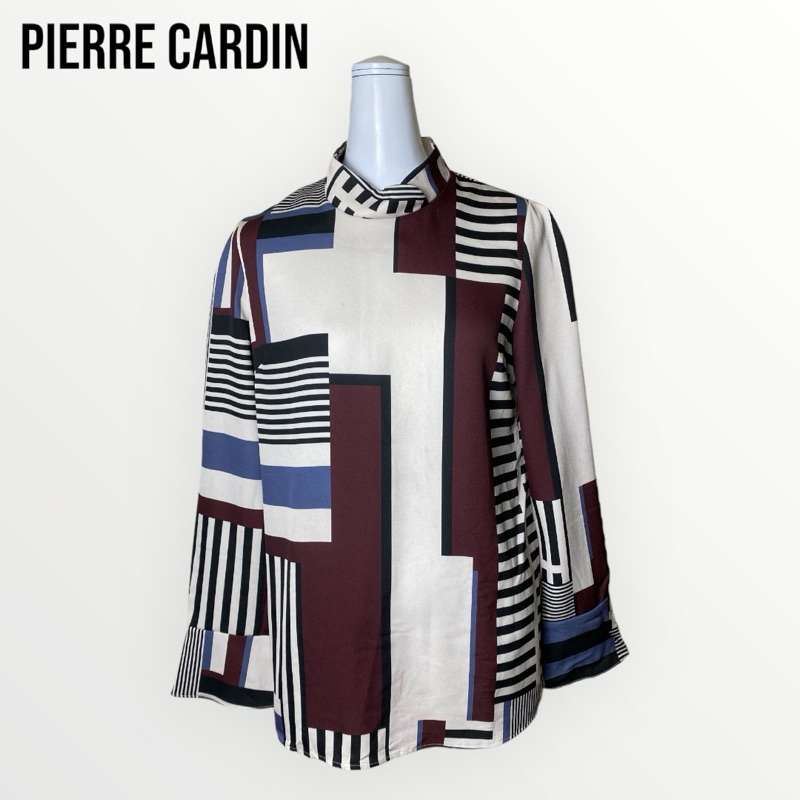 Pierre Cardin เสื้อแขนยาวผ้าไหมลายกราฟฟิค