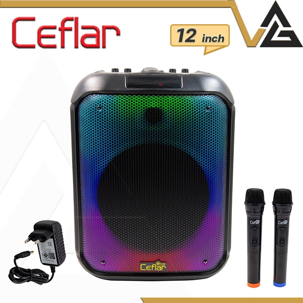 CEFLAR CPS-01 ลำโพงบลูทูธ ไมค์ลอย 2ตัว ลำโพง 12 นิ้ว รองรับ Aux 3.5 mm RCA EQ Bluetooth Speaker LED