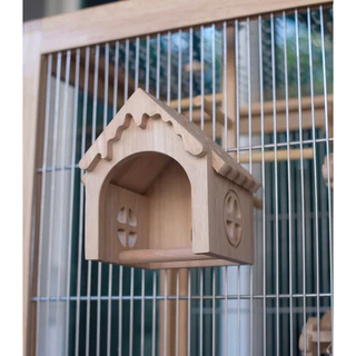 LP175 บ้านนก คอนนก อุปกรณ์ตกแต่งกรงนก สำหรับนกเล็ก เช่นฟอพัส ทำจากไม้ยางพาราเกรดA สวยงาม แข็งแรง