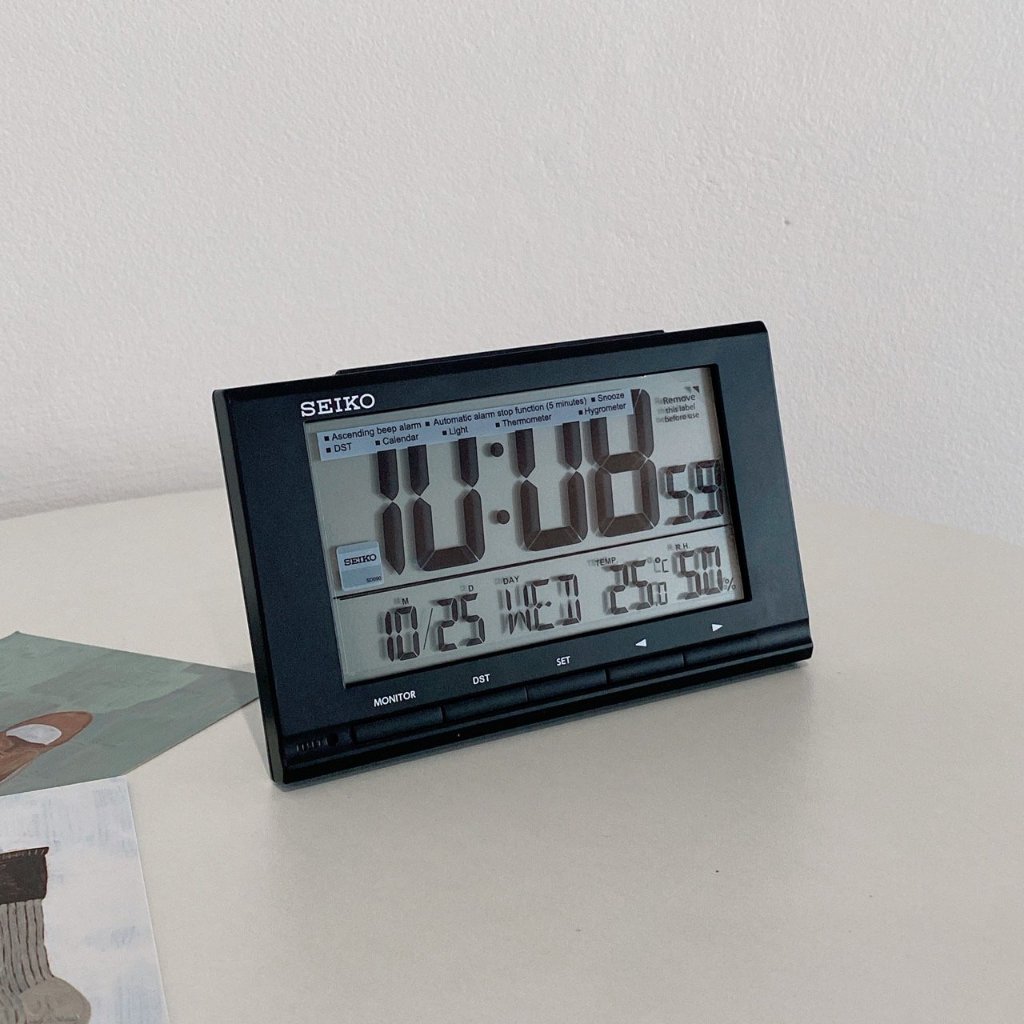 🎁SEIKO นาฬิกาปลุก ตั้งโต๊ะ รุ่น QHL090K ของแท้ 100% ประกัน 1 ปี