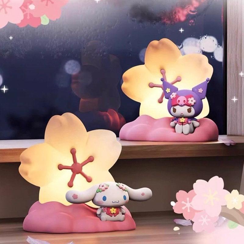 โคมไฟลิขสิทธิ์แท้ Sanrio - Cherry Blossom Season Series - Kuromi & Cinnamoroll Sakura Night Light LED Lamp by Langbowang