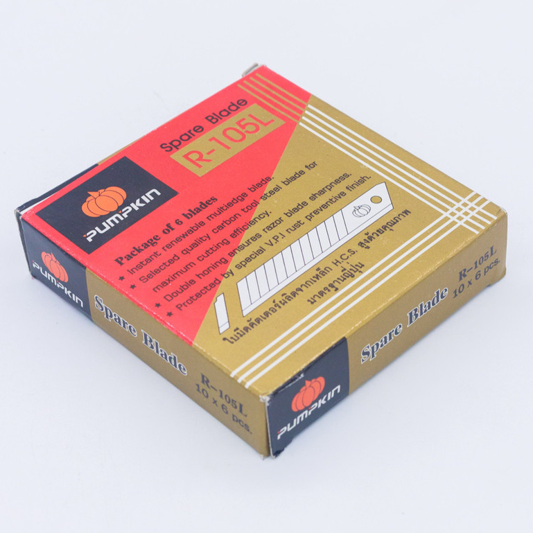 **ยกกล่อง 60ใบ** ใบมีดคัตเตอร์ใหญ่ Pumpkin ใบใหญ่ R-105L คมกริบ ทนทาน ไม่หักง่าย แข็ง ไม่บิดงอ