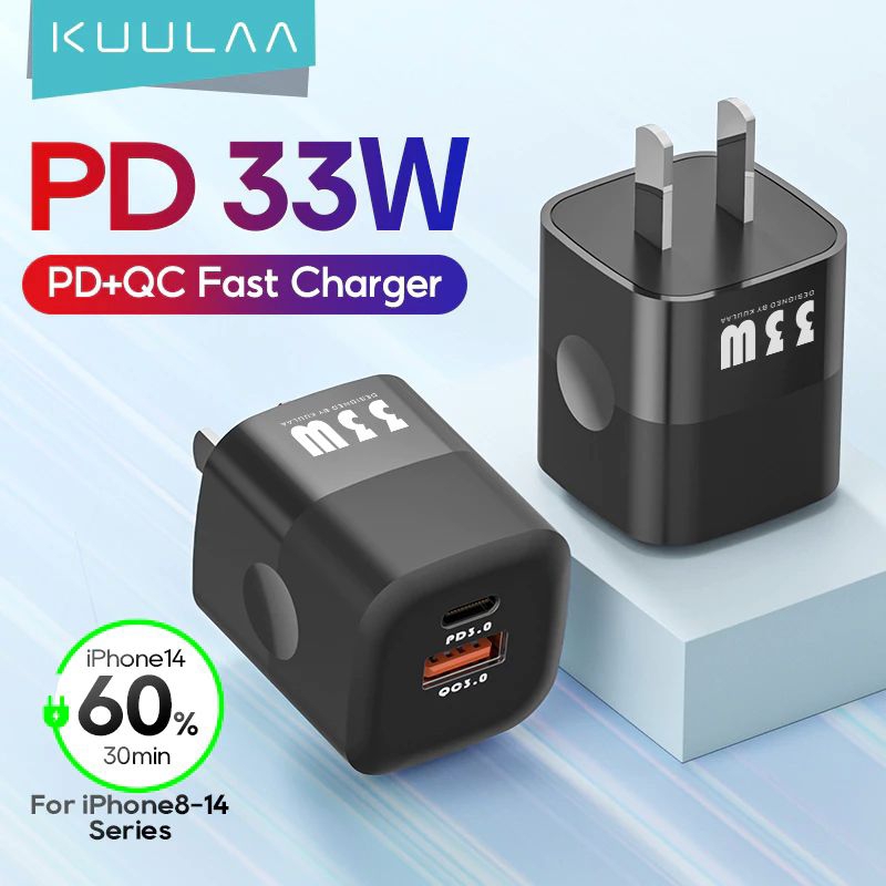 Kuulaa GaN ที่ชาร์จ 20w 33W USB Type-C พอร์ต คู่ ชาร์จเร็ว