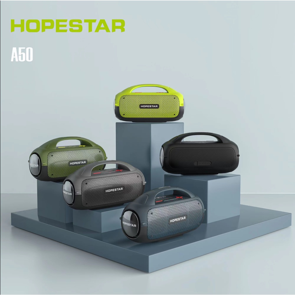 HOPESTAR A50 ลำโพงบลูทูธแบบพกพาพร้อมไมโครโฟน แรงขับ80W เสียงดี เบสแน่น ของแท้100%
