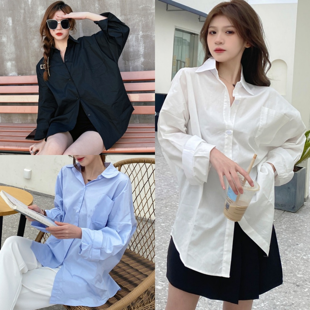 พร้อมส่ง  เสื้อเชิ้ตแขนยาว  S-5XL   โอเวอร์ไซต์ มีไซต์คลุมกันแดด ใส่ทำงาน