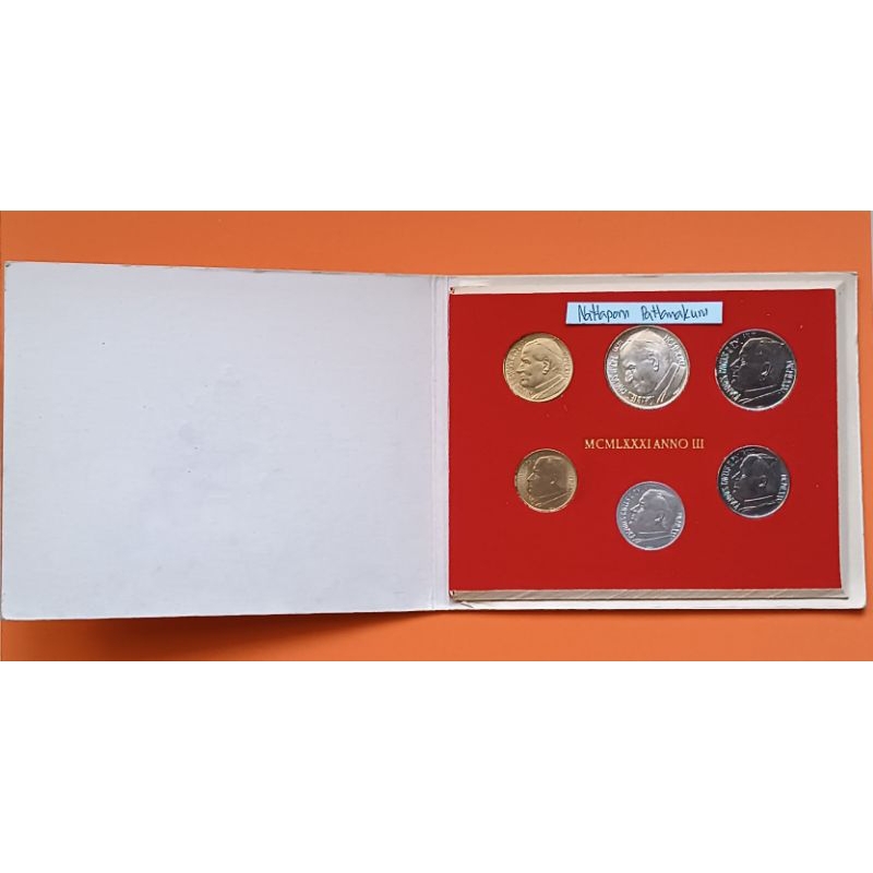 วาติกัน ชุดเหรียญ 6 เหรียญ ปี 1981-Loannes Paulus II/L500 เนื้อเงิน .835 Silver