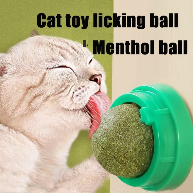 ลูกบอลหมุนแคทนิป เครื่องมือบรรเทาความเบื่อหน่าย ขนมแมว เลียลูกบอลมิ้นต์ ของเล่นและอุปกรณ์การงอ