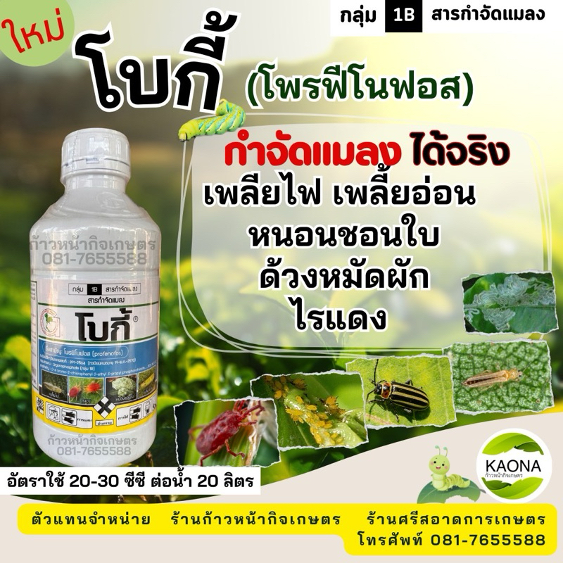 โบกี้ กำจัดแมลง เพลี้ยไฟ หมัดกระโดด หนอนใยผัก ไรแดง ขนาด 1000 ซีซี