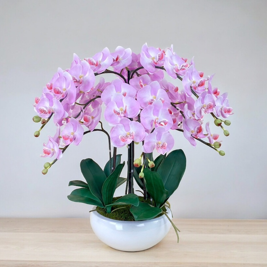 กระถางกล้วยไม้ประดิษฐ์แบบจัดรอบด้าน กระถางดอกไม้ปลอมขนาดใหญ่