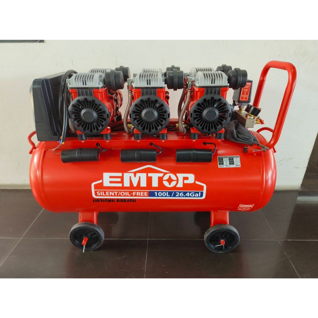 มีตัวเลือก ปั้มลม 100ลิตร - 150 ลิตร หลากหลาย มอเตอร์ ของแท้ คอยทองแดง ประกัน 12 เดือน ของ EMTOP